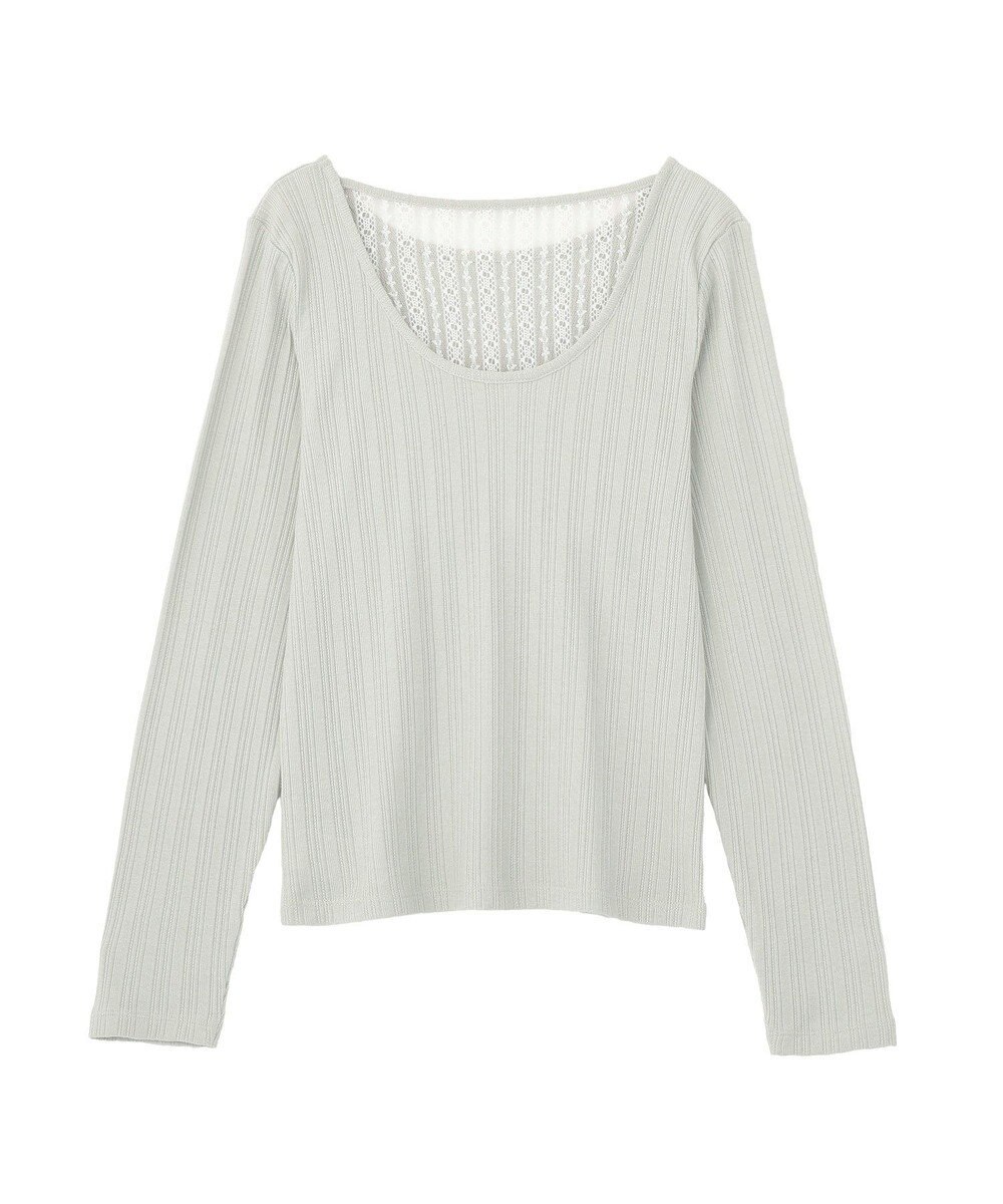 earth music&ecology ランダムチェーンリブバックレースプルオーバー 