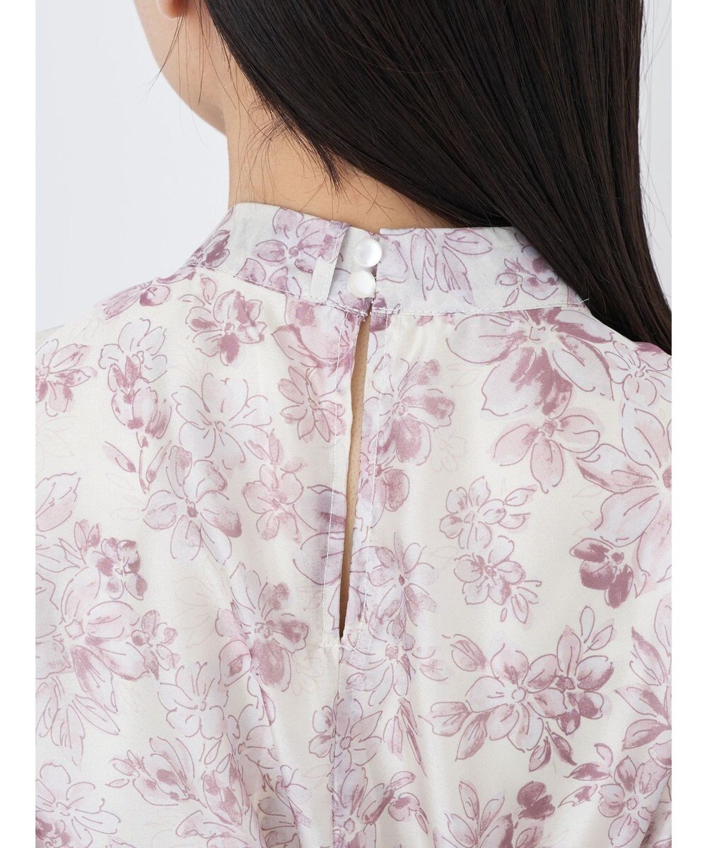 earth music&ecology フラワー柄シアーパフブラウス 