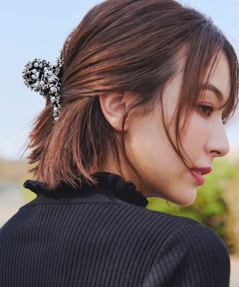 Tiaclasse ツイードパールクリップ 