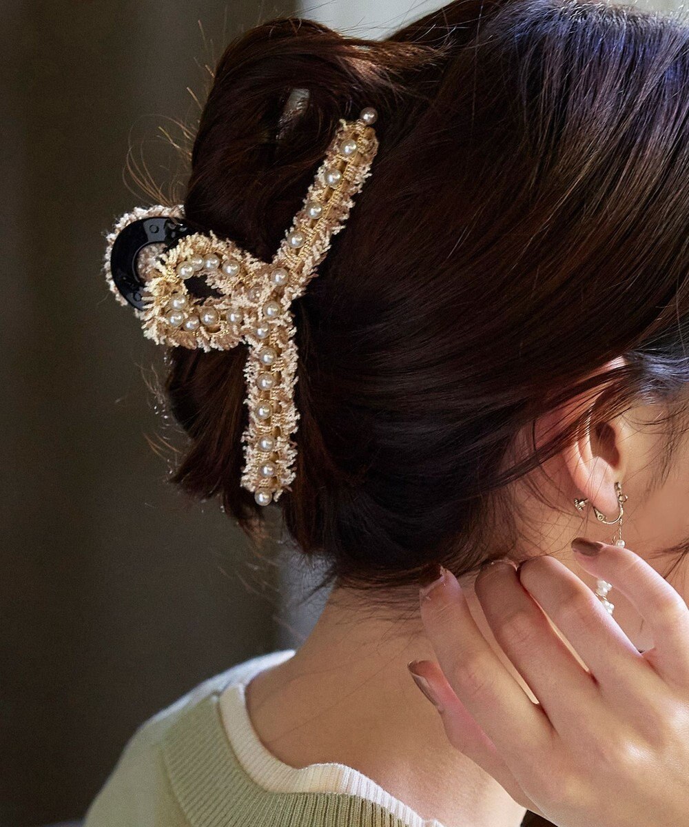 Tiaclasse ツイードパールクリップ 