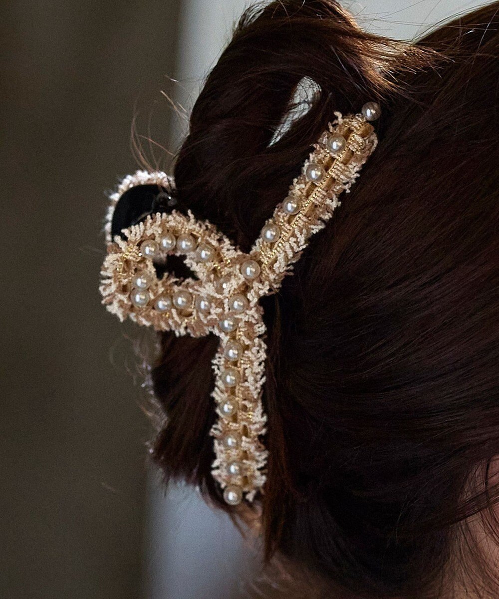 Tiaclasse ツイードパールクリップ 