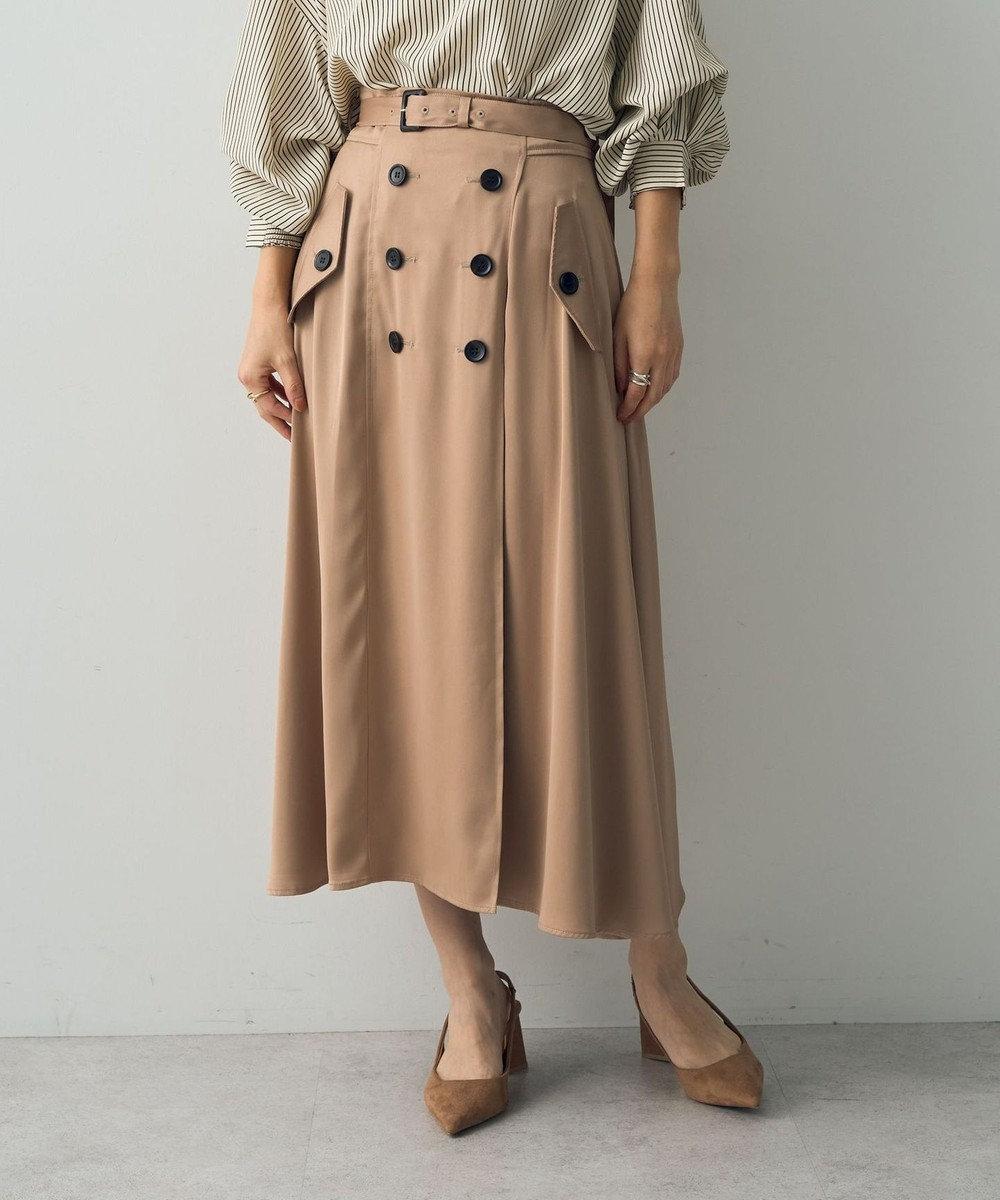 YECCA VECCA トレンチデザインサテンスカート Beige