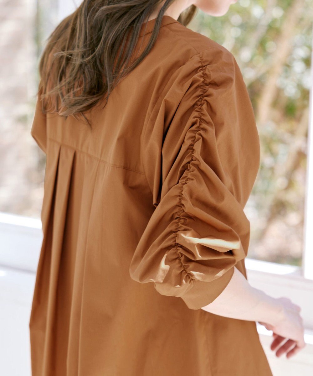 Tiaclasse L 【洗える】ギャザーパフスリーブチュニックブラウス 