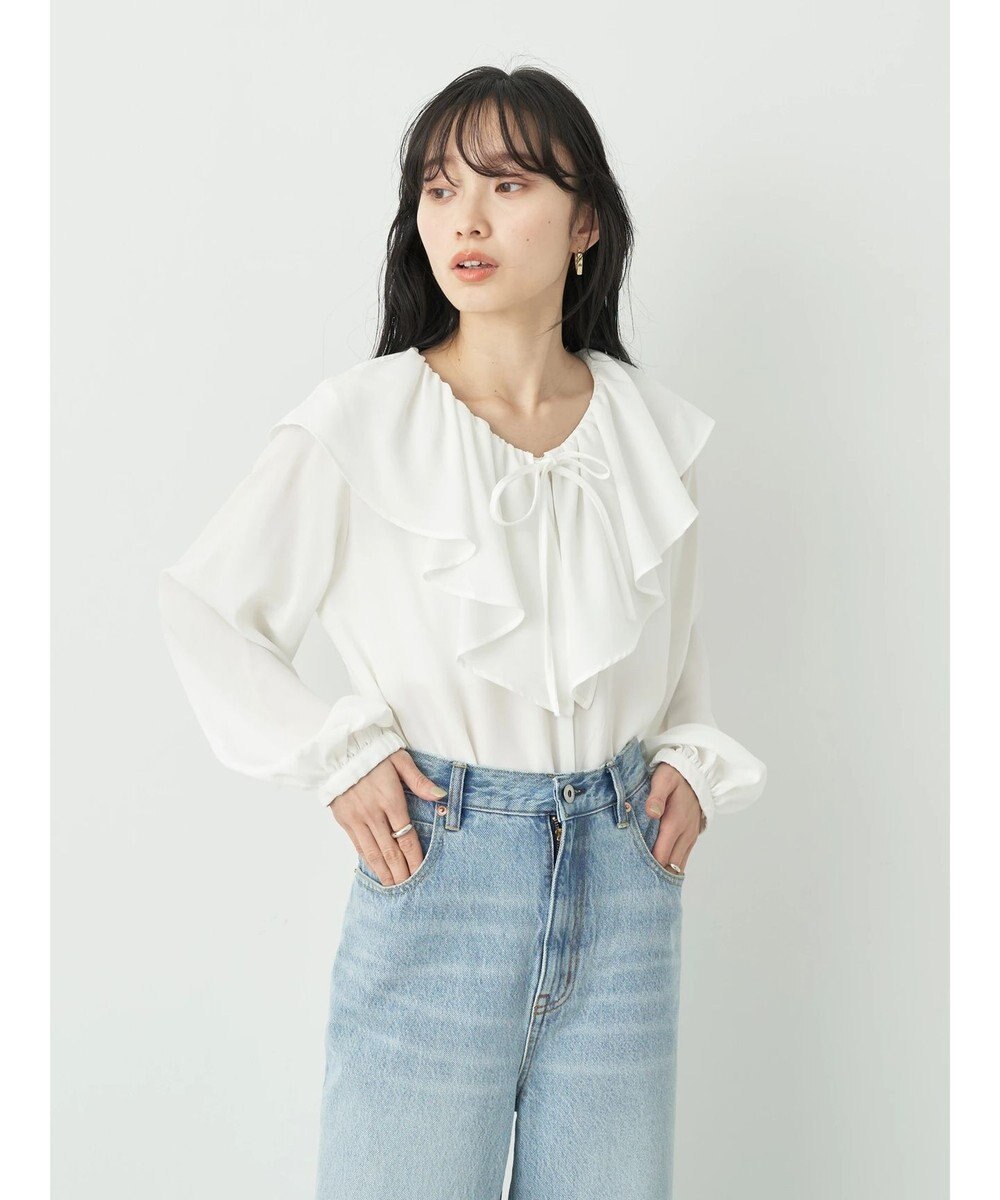 earth music&ecology ラッフルカラーブラウス 