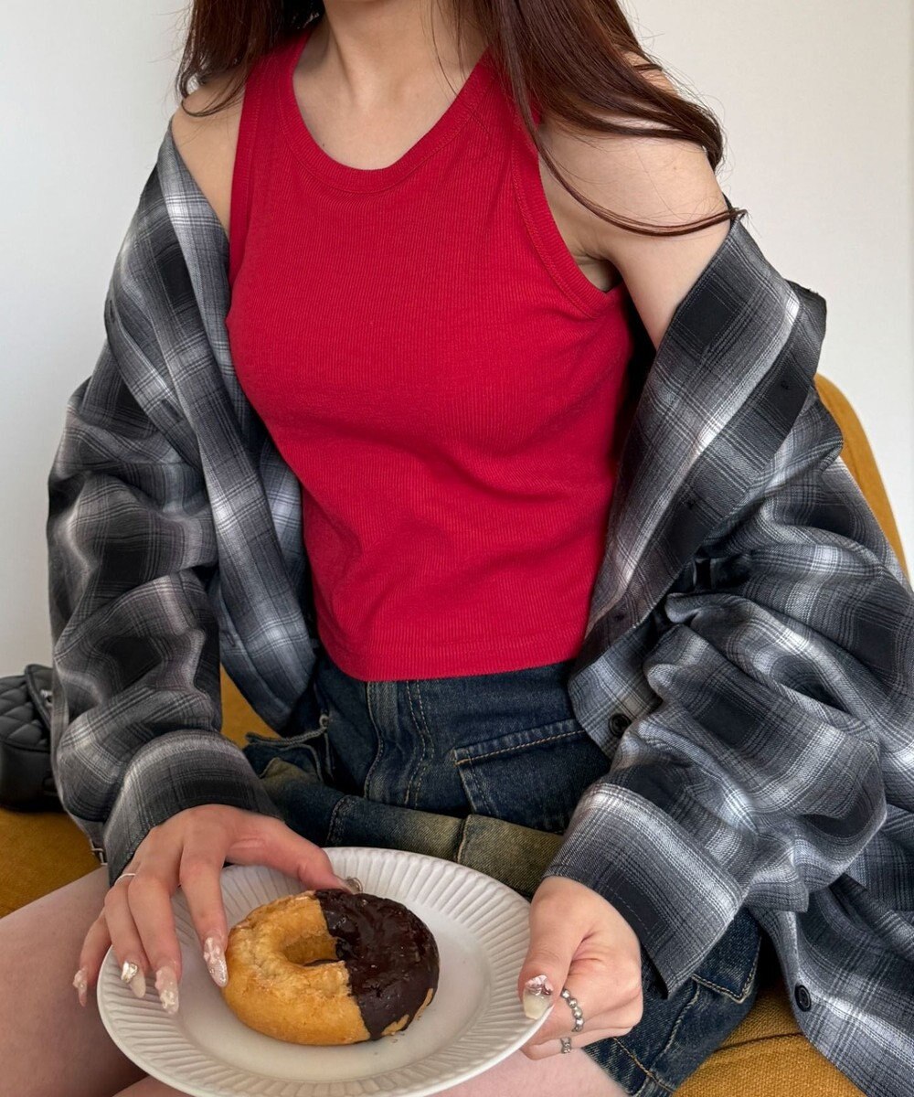 WEGO 【カップ付きインナー/SMサイズ展開】なちゅ盛れカップインアメスリタンク 