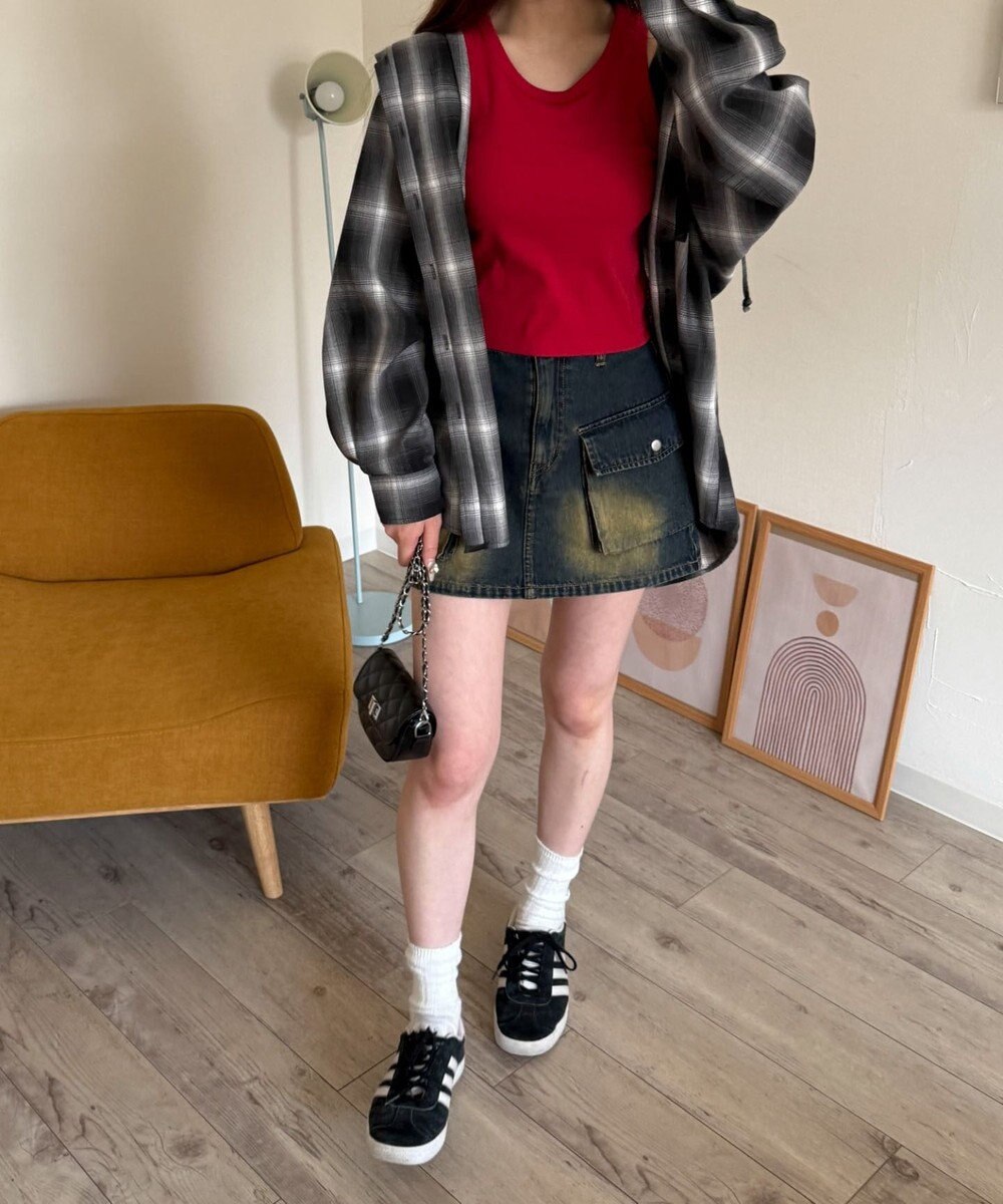 WEGO 【カップ付きインナー/SMサイズ展開】なちゅ盛れカップインアメスリタンク 