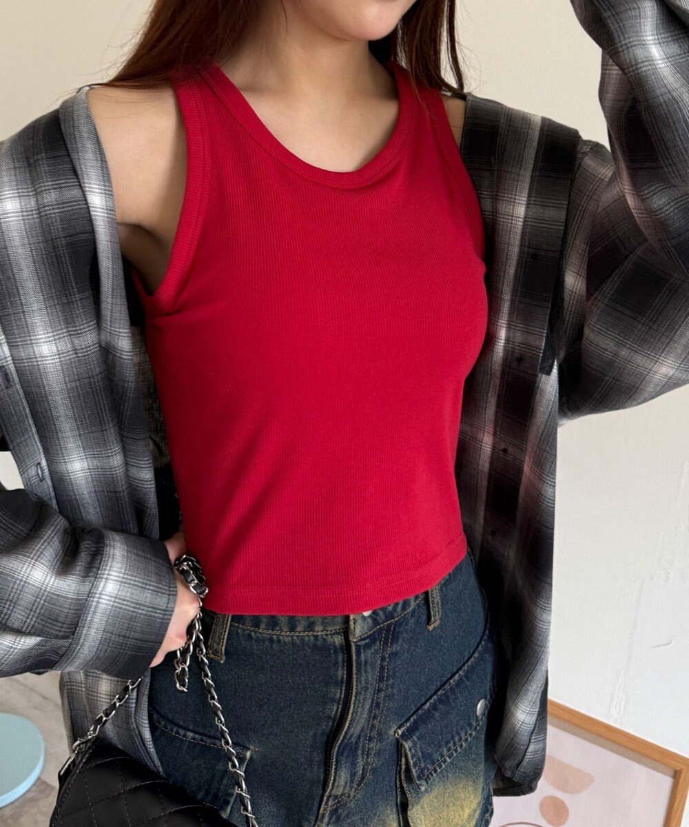 WEGO 【カップ付きインナー/SMサイズ展開】なちゅ盛れカップインアメスリタンク 