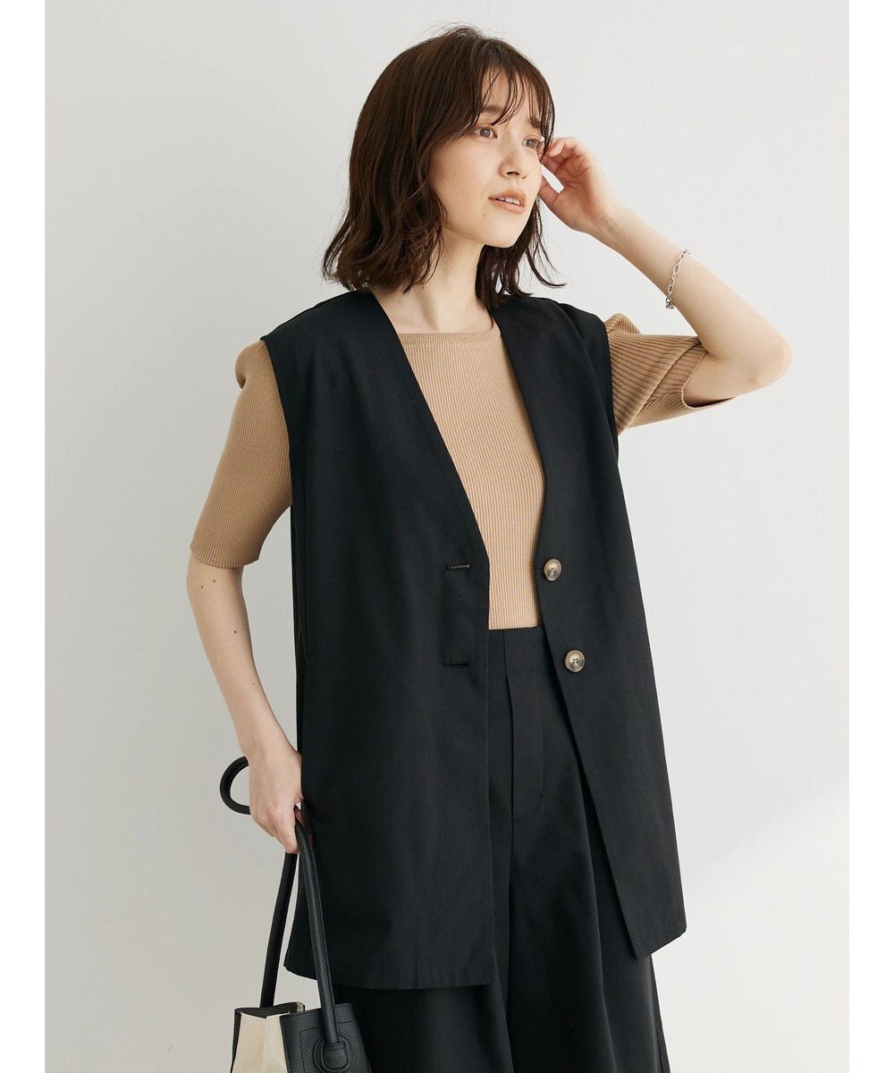 Green Parks 綿麻混シングルミディ丈ベスト 