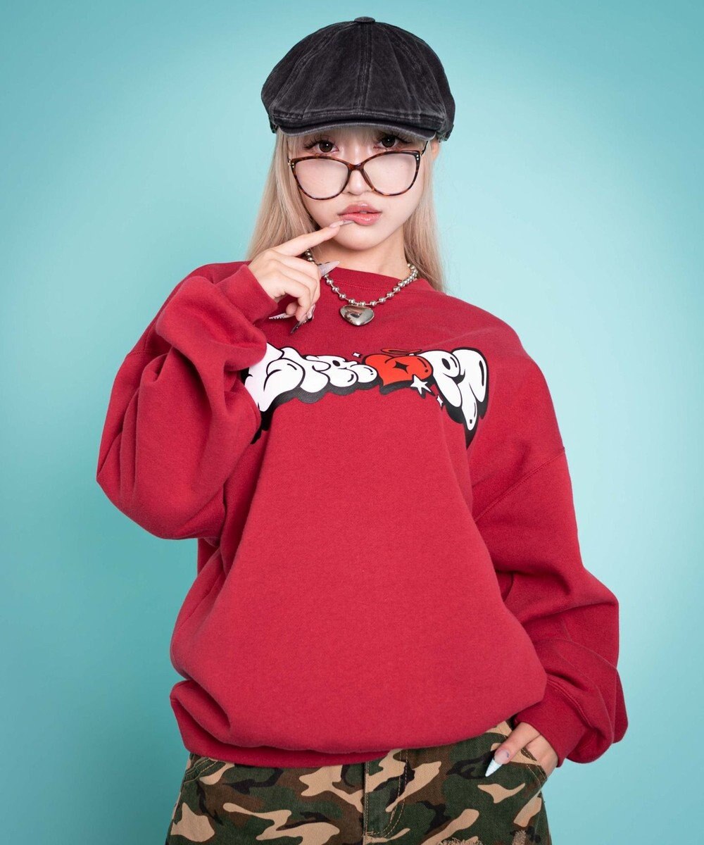 WEGO 【ユニセックス着用ITEM/MLサイズ展開】ハートモチーフプルオーバー 