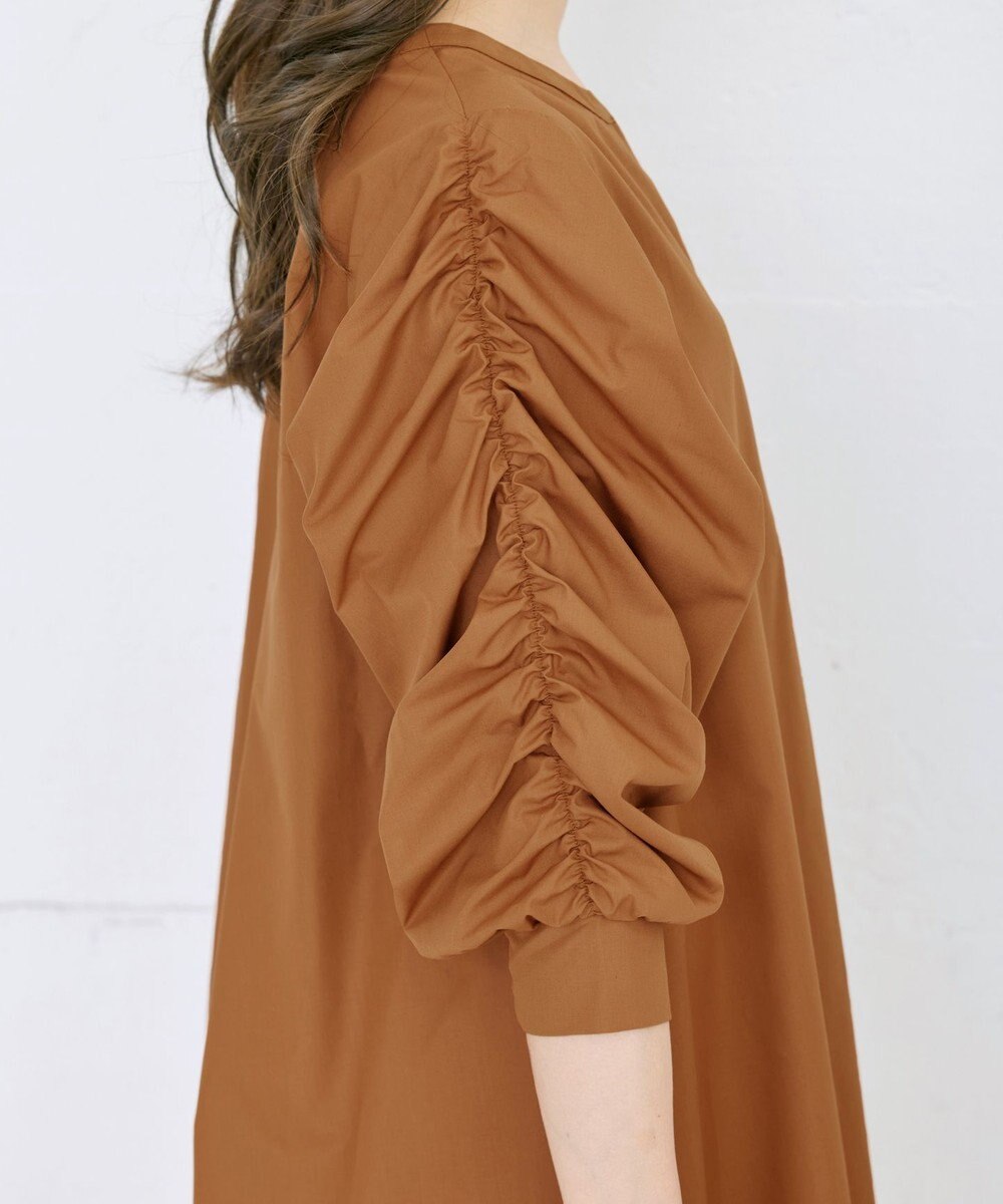 Tiaclasse L 【洗える】ギャザーパフスリーブチュニックブラウス 