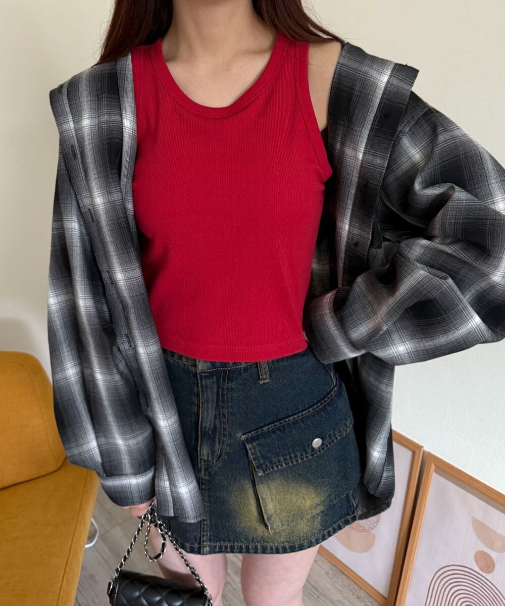 WEGO 【カップ付きインナー/SMサイズ展開】なちゅ盛れカップインアメスリタンク 