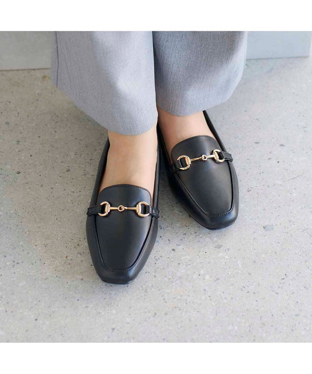 MODE ET JACOMO <noyau>スクエアトゥビット付きヒールローファー 