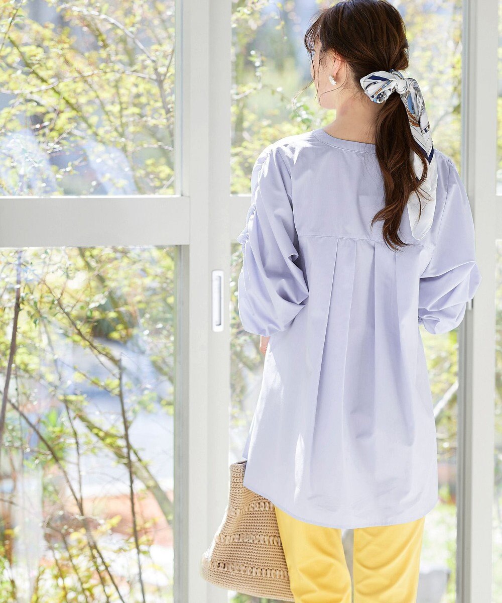 Tiaclasse L 【洗える】ギャザーパフスリーブチュニックブラウス 