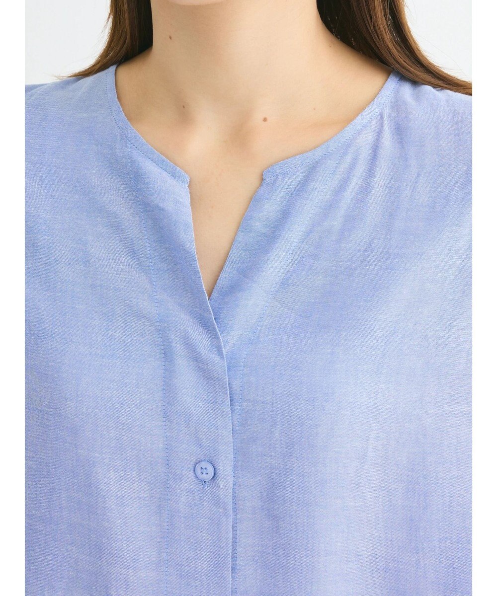 Green Parks リネンレーヨン前立てブラウス 