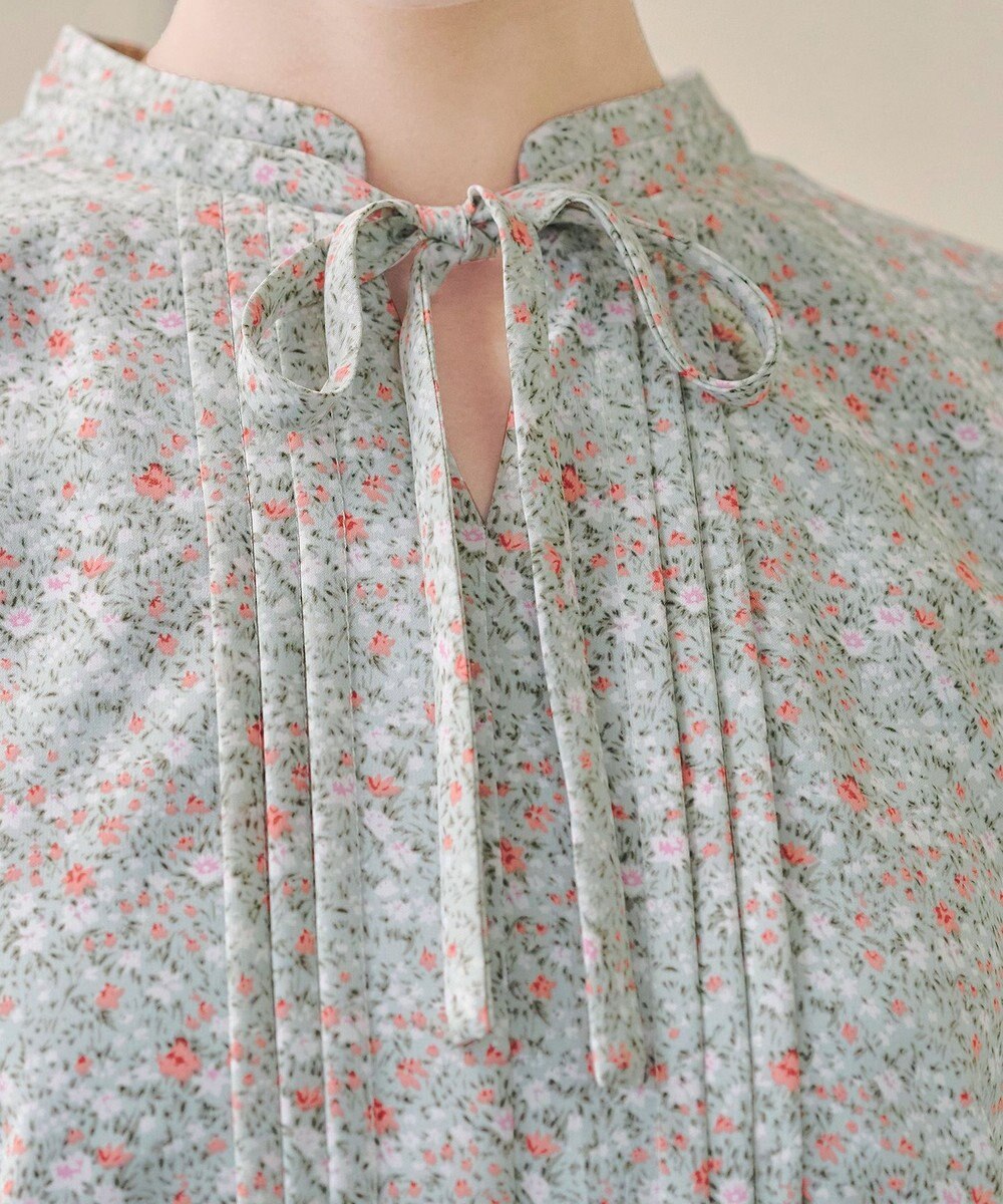 Tiaclasse 【新色追加・洗える】フレアスリーブ花柄リボンブラウス 