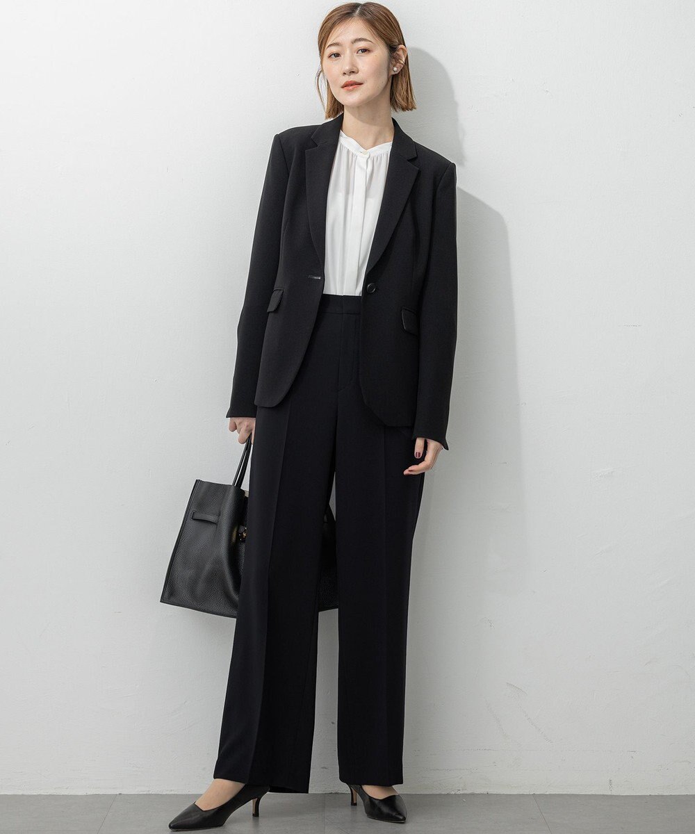 23区 【セットアップ対応/洗える】トリアセダブルジョーゼット テーラード ジャケット 