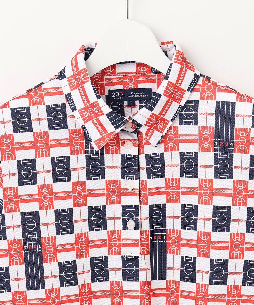 23区GOLF 【WOMEN】【吸水速乾/UVカット】フィールドチェック柄ポロシャツ 