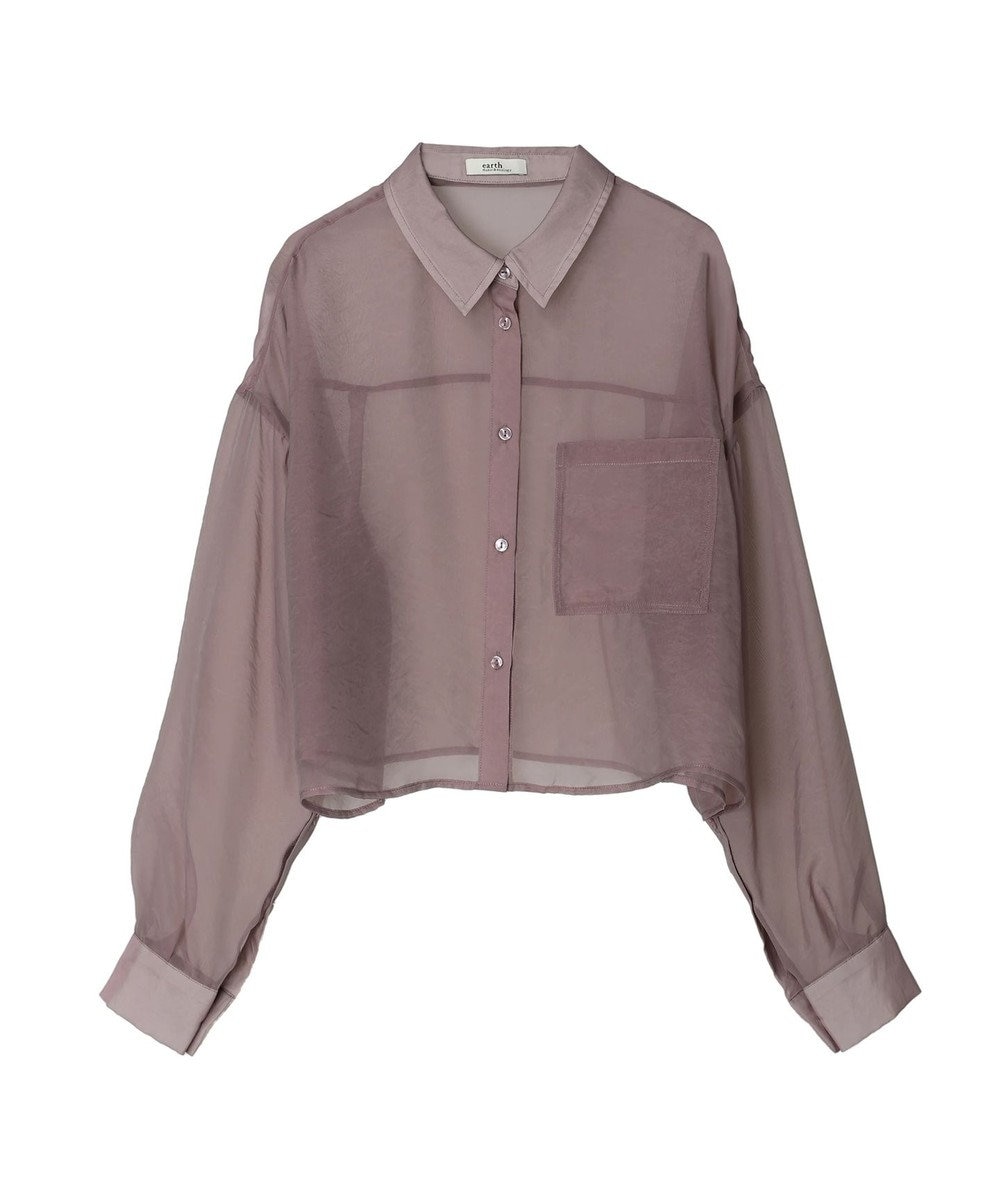 earth music&ecology ソデスリットクロップドシャツ 