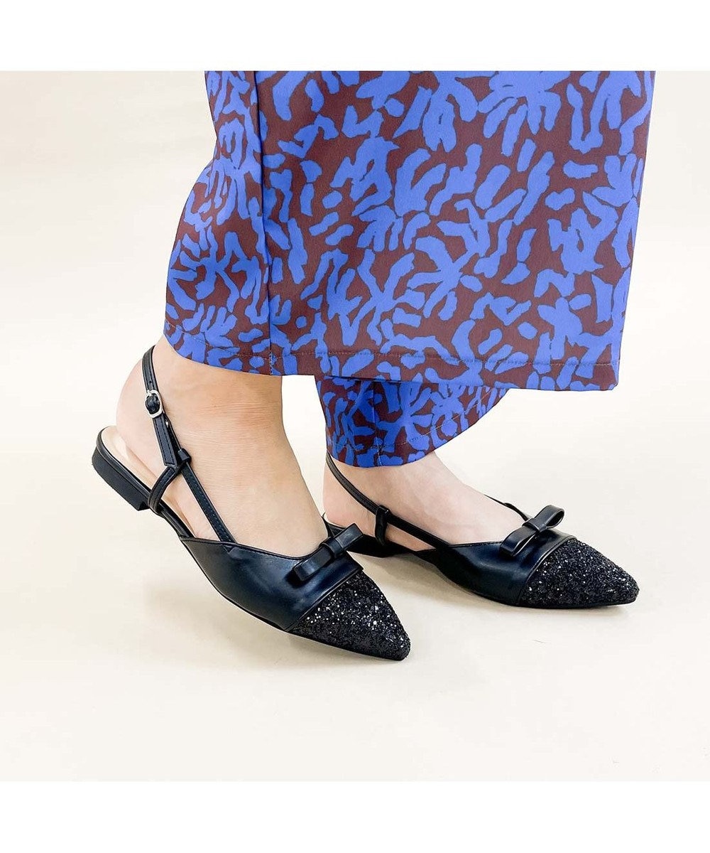 MODE ET JACOMO <carino>グリッターコンビフラットシューズ 