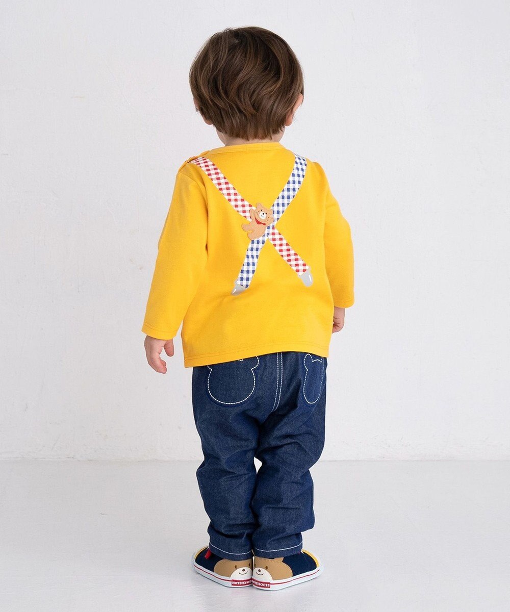 MIKI HOUSE HOT BISCUITS 【80-120cm】サスペンダーだまし絵 長袖Tシャツ 