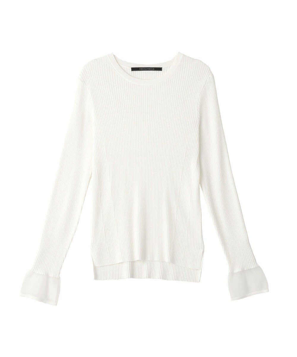 YECCA VECCA 袖口シアーリブニット 
