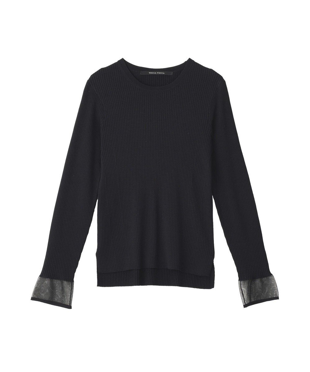 YECCA VECCA 袖口シアーリブニット 