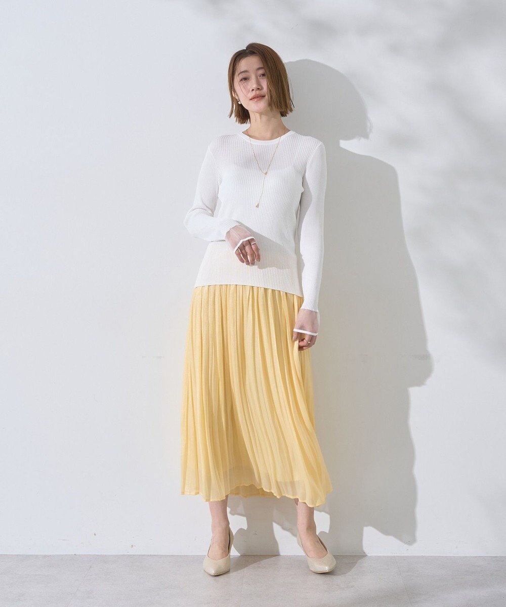 YECCA VECCA 袖口シアーリブニット 