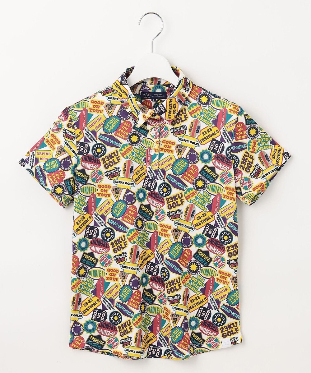 23区GOLF 【WOMEN】【UVケア/吸水速乾】マルチステッカープリント ポロシャツ 