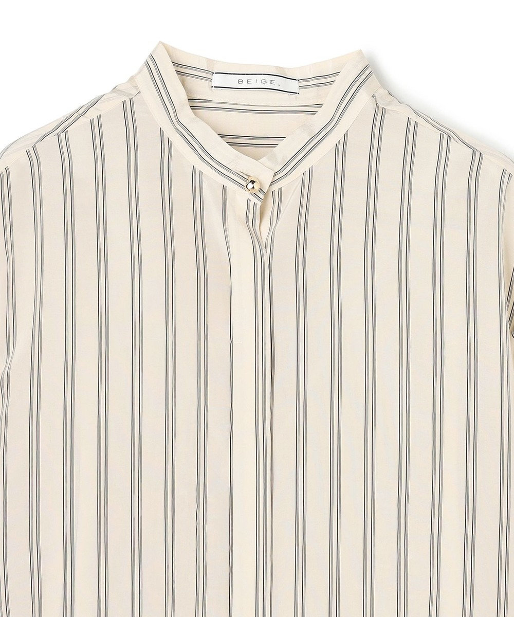 BEIGE， BOWEN / メタル釦ストライプシャツ 