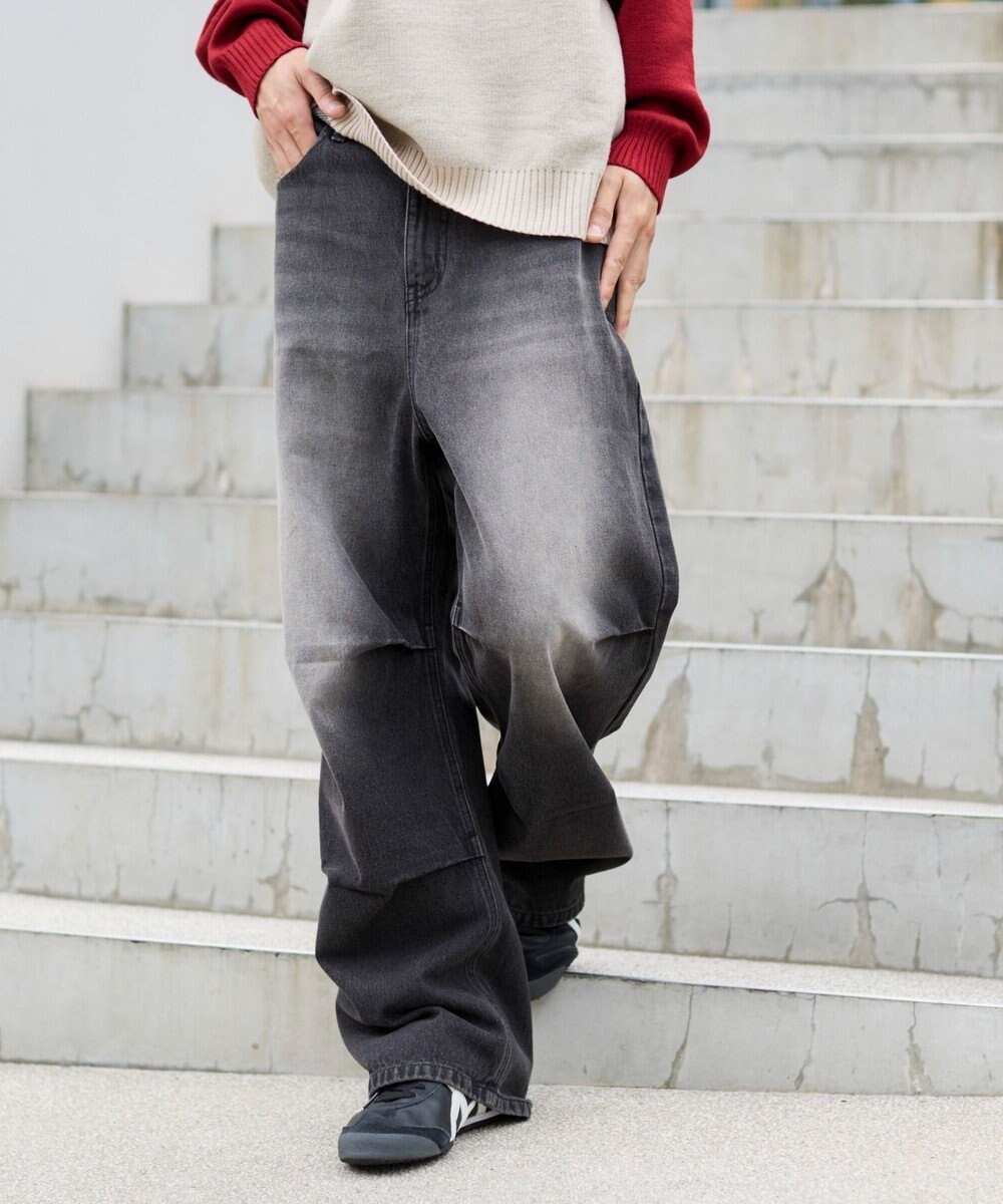 WEGO 【S～Lサイズ展開/ウエスト調整可】パラシュートデニムパンツ 