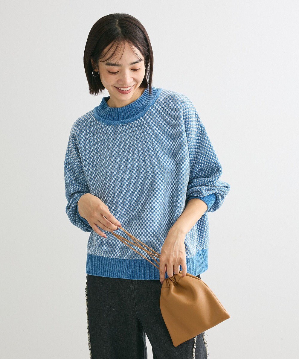 Green Parks ベロアモールモックネックニットプルオーバー 