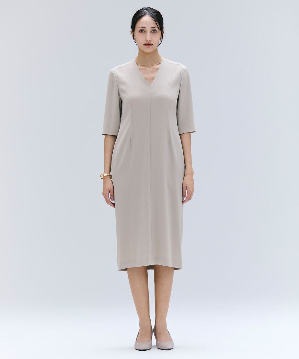 BEIGE， 【洗える・L-size】CINDY / Vネックハーフスリーブワンピース 