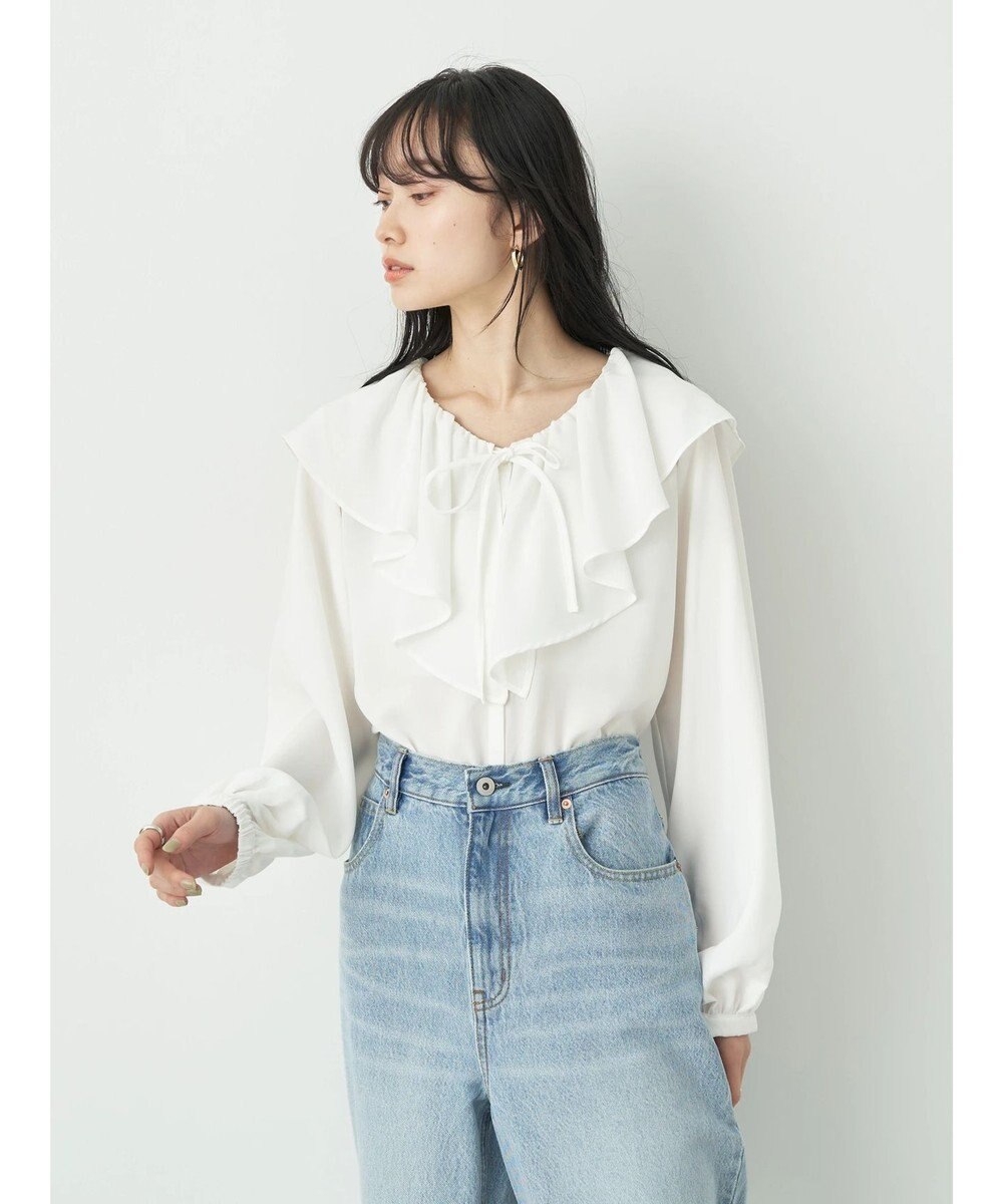 earth music&ecology ラッフルカラーブラウス 