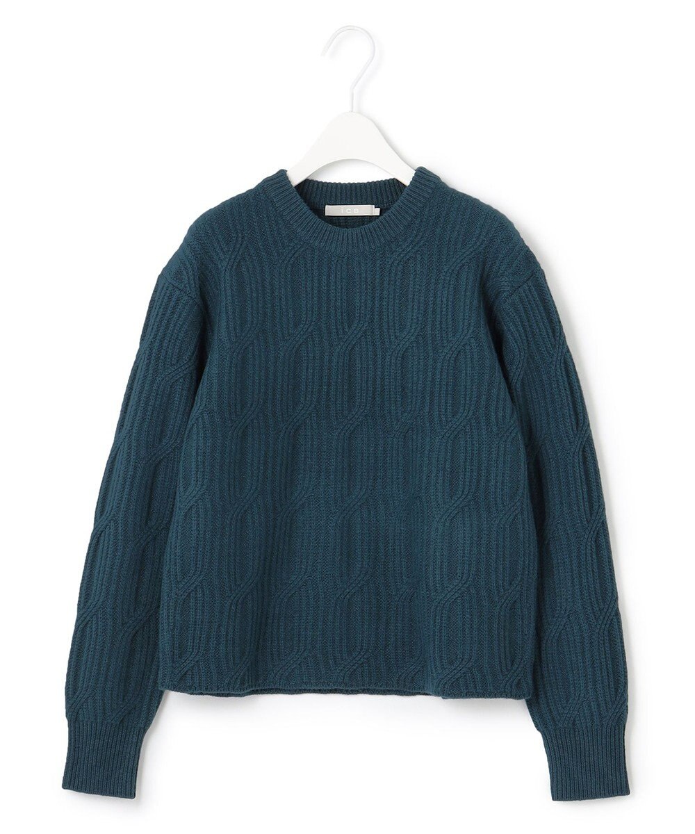 ICB L 【洗える】 ソフトカシミヤミックス 幾何学柄ニット 