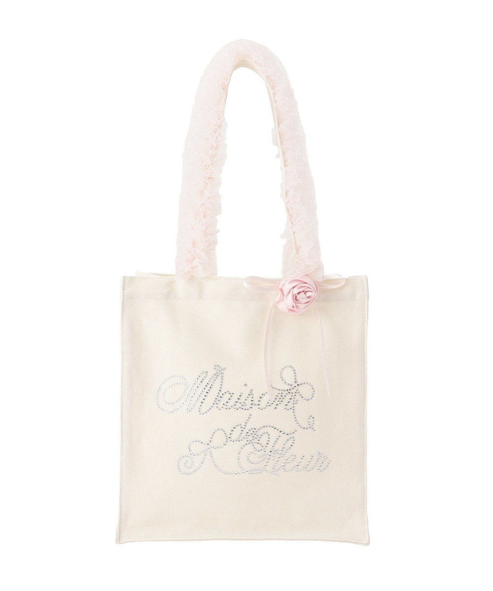 Maison de FLEUR チュールハンドルローズスクエアトートバッグ 