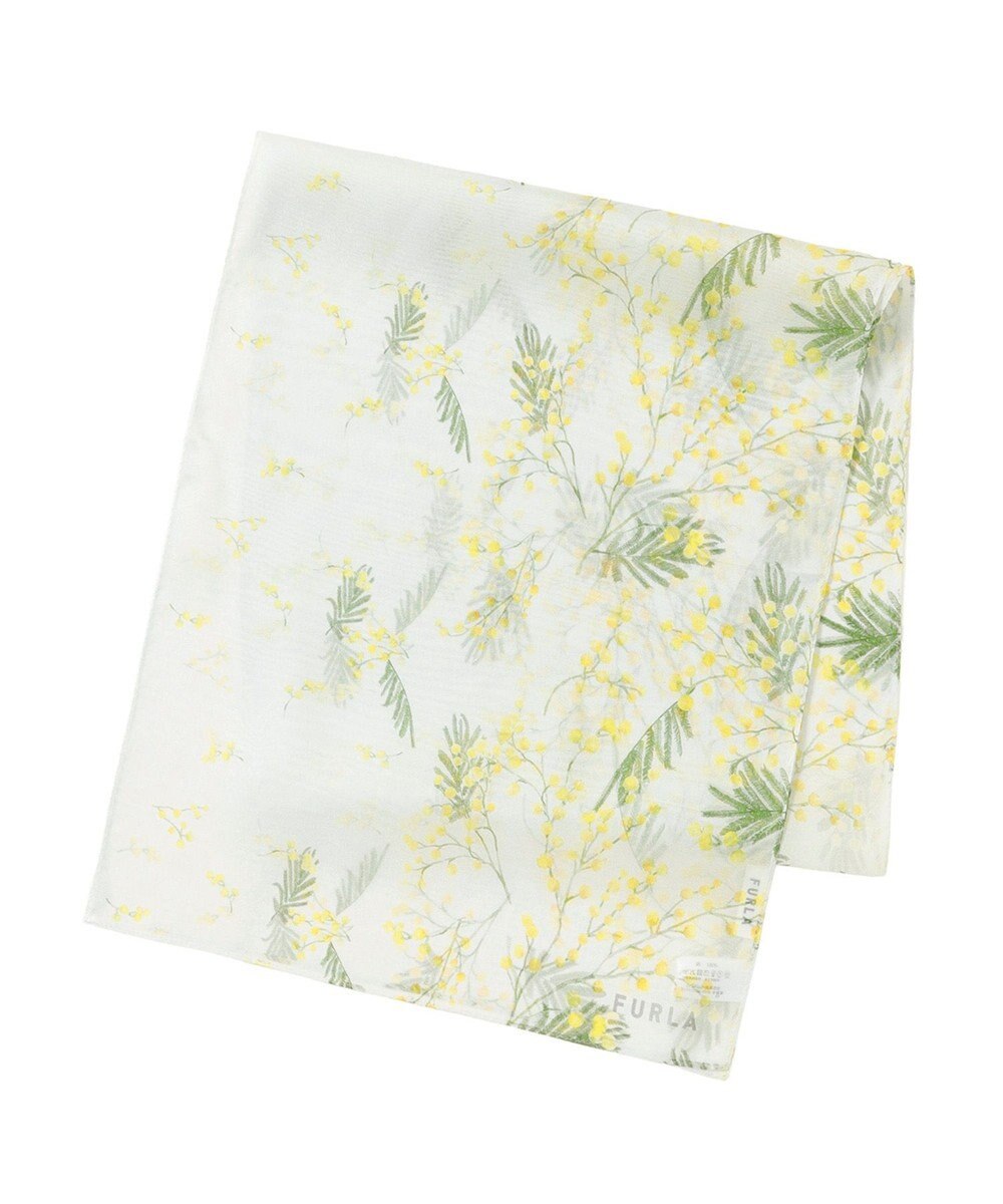 MOONBAT 【シルク100%】FURLA (フルラ) ミモザ シルクシフォンプリントスカーフ 150cm×35cm  手洗い可能 