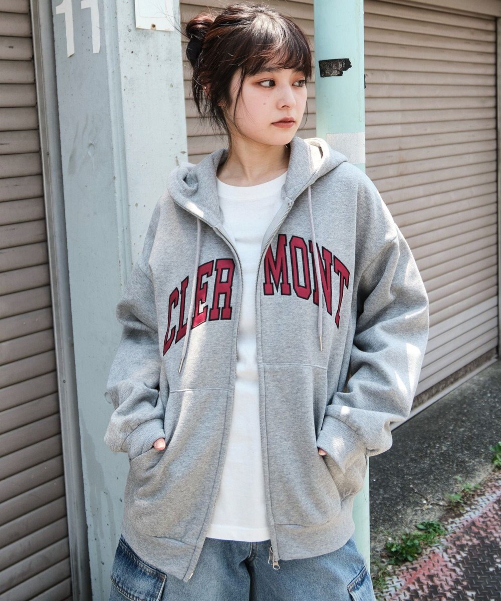 WEGO 【25年秋冬新作/ユニセックス着用ITEM/SMLサイズ展開】グラフィックロゴダブルZIPパーカー 