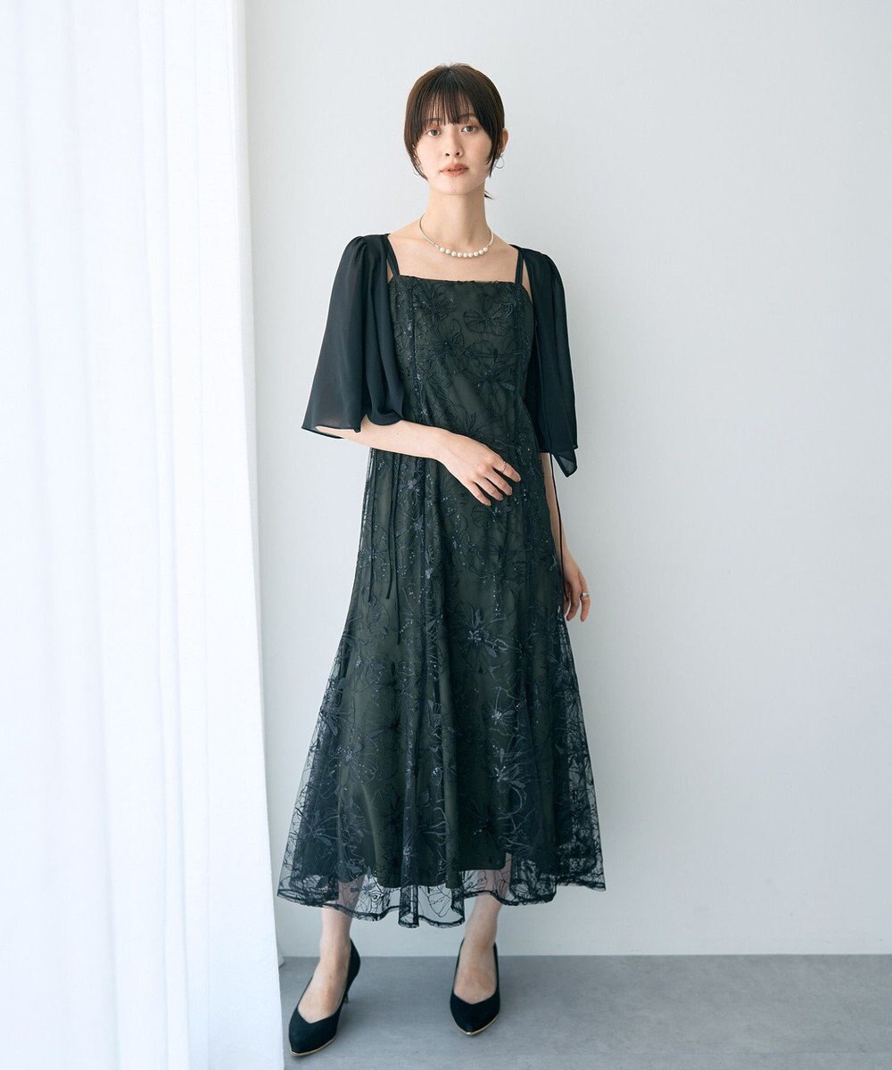 YECCA VECCA 【2点SET】フラワー柄スパンコール刺繍ドレス 