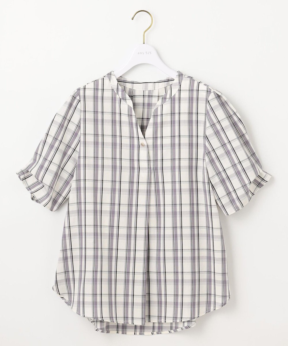 ANY SIS S 【洗える】ピケチェックT ブラウス 