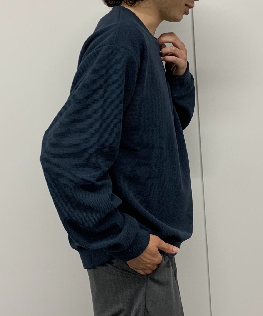 WEGO 【ユニセックス着用ITEM】ワッフルフリースOP刺繍クルートレーナー 