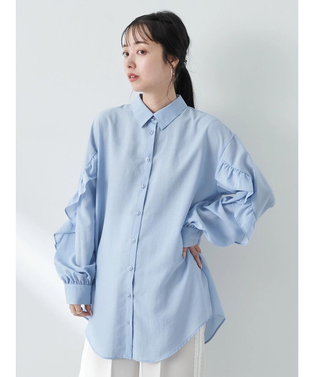 earth music&ecology フリルスリーブシャツ 