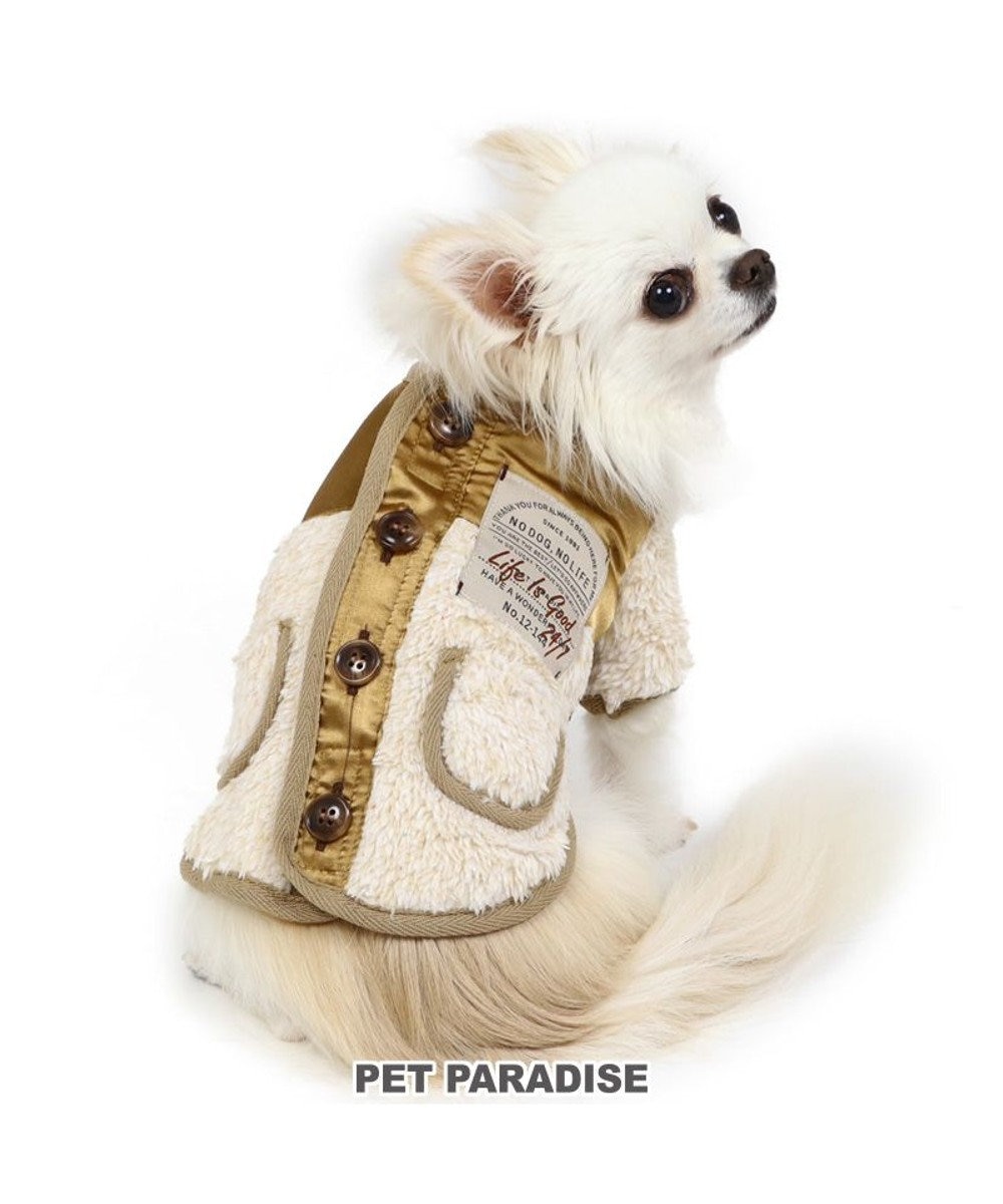 PET PARADISE 犬 服 秋冬 背中開き ジャケット 【小型犬】 ボア 白~オフホワイト