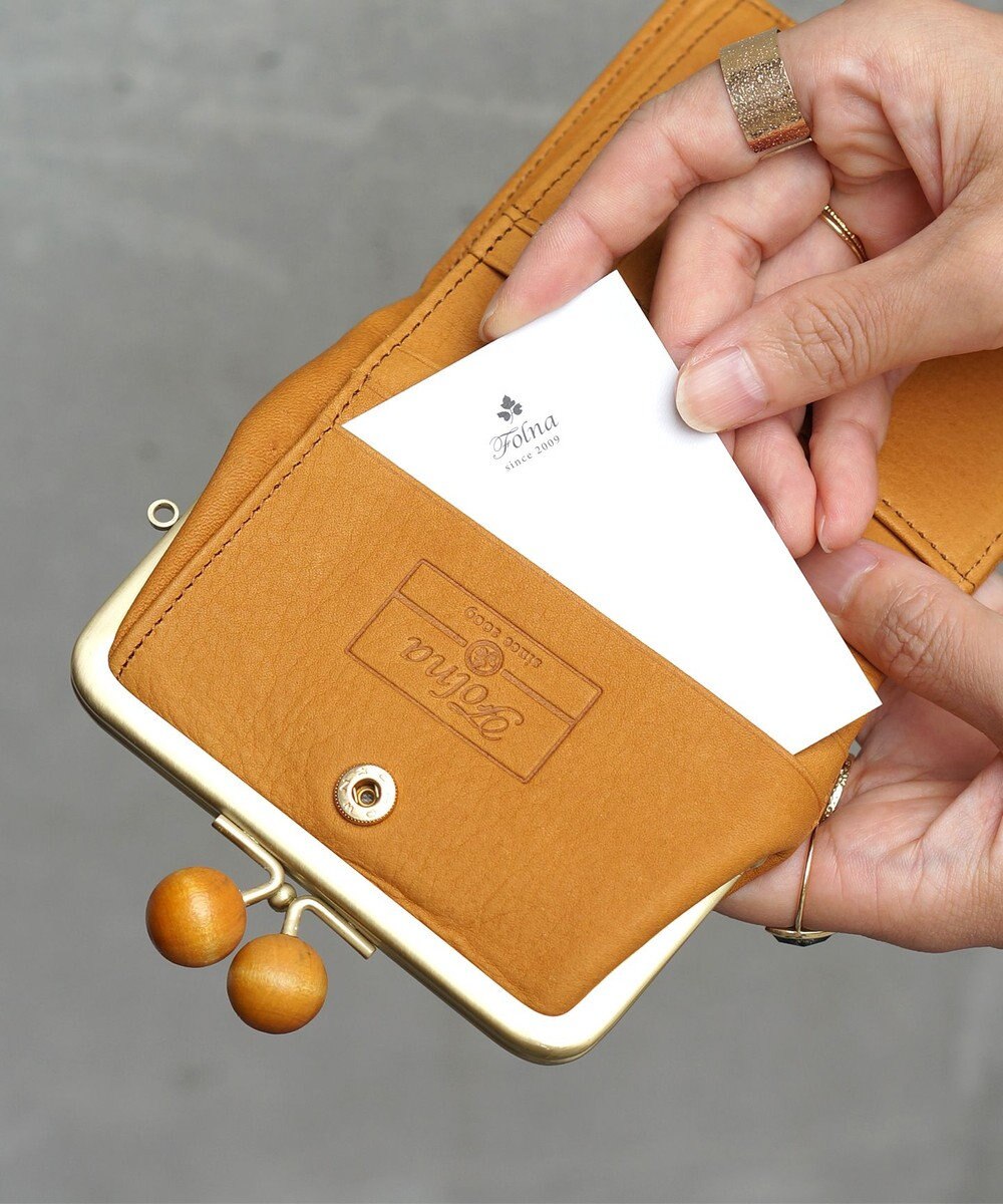 FOLNA RD ドット型押し ウッドボールがま口財布 