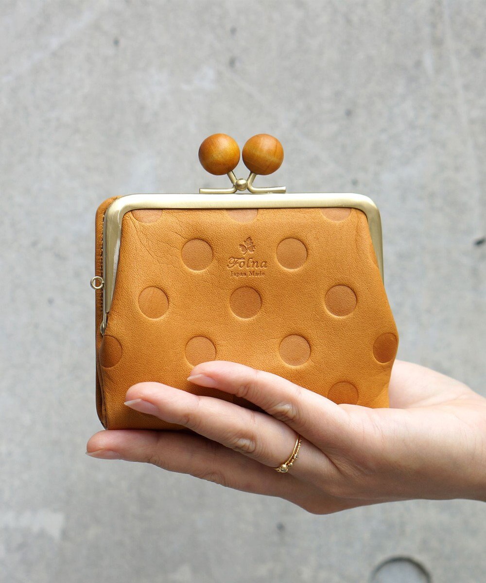 FOLNA RD ドット型押し ウッドボールがま口財布 