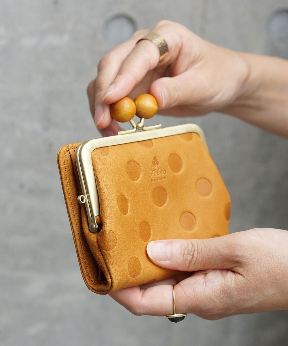 FOLNA RD ドット型押し ウッドボールがま口財布 