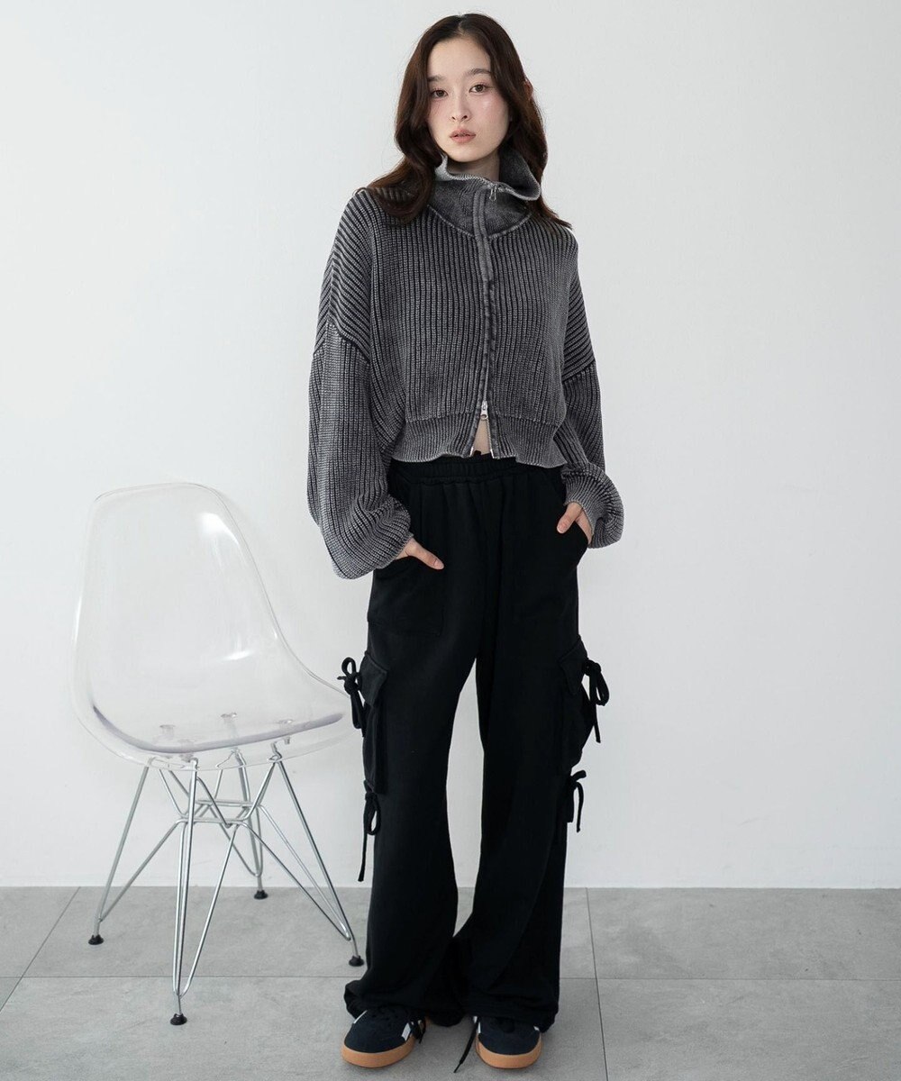 WEGO ダブルジップショートニットブルゾン 