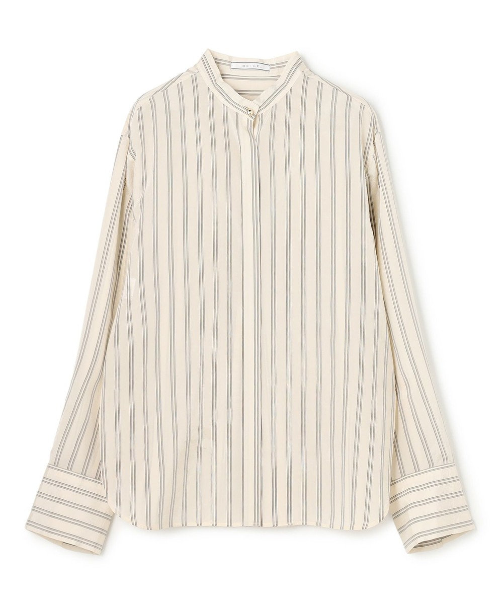 BEIGE， BOWEN / メタル釦ストライプシャツ 