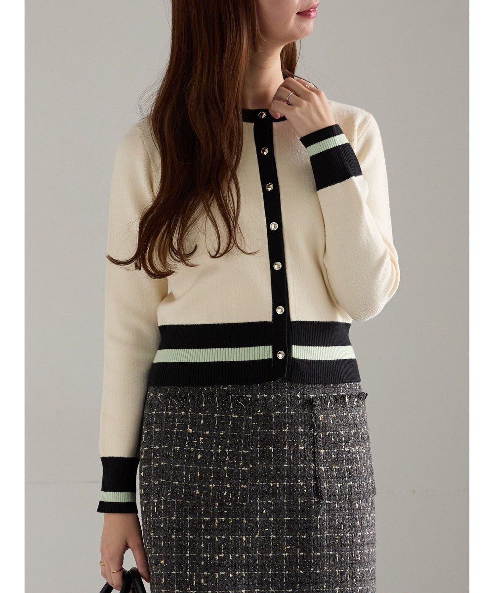 Te chichi バイカラークラシカルカーディガン 