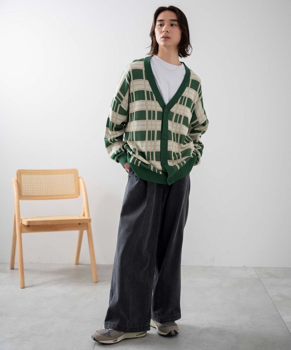 WEGO 【ユニセックス着用ITEM】オーバーフィットドライタッチパターンカーディガン 