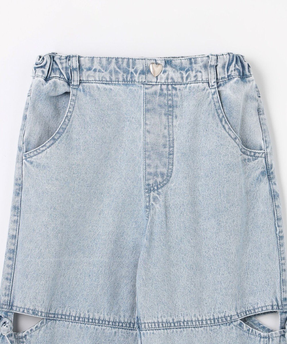 ANY KIDS サイドスリット リボンワイドデニムパンツ 